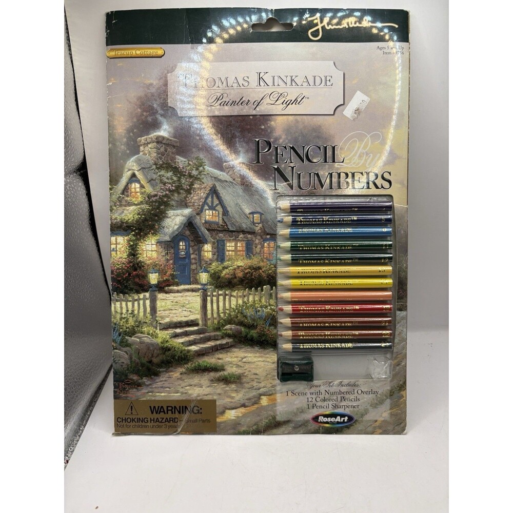 RoseArt  Thomas Kinkade Pencil By Numbers Set Teacup Cottage